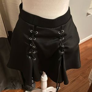 Hot Topic Black Lace-Up Skater Skirt Size SMALL